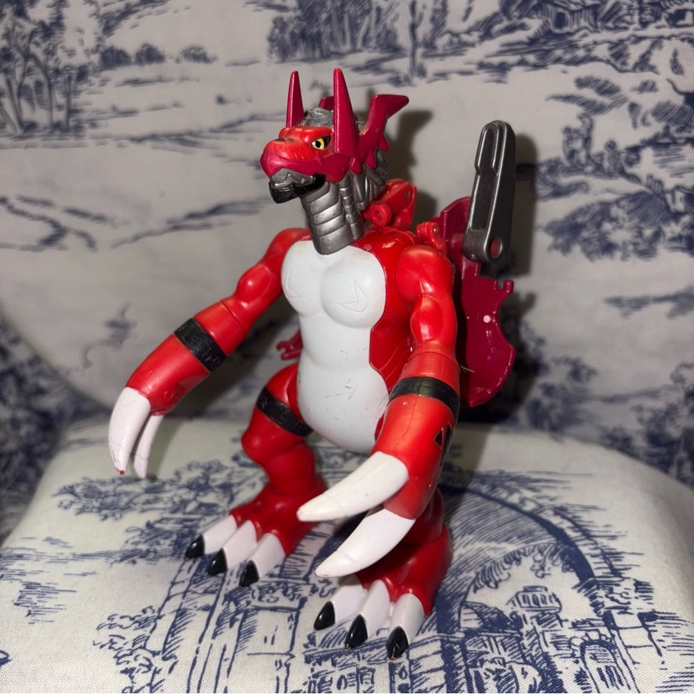 2001 Bandai Digimon Digivolving Growlmon to Wargrowlmon 6" Figure